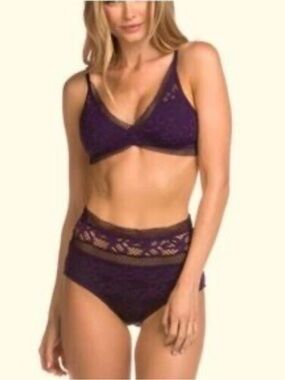 BECCA by Rebecca Virtue "Captured" Crochet Lace Bikini Set in Plum